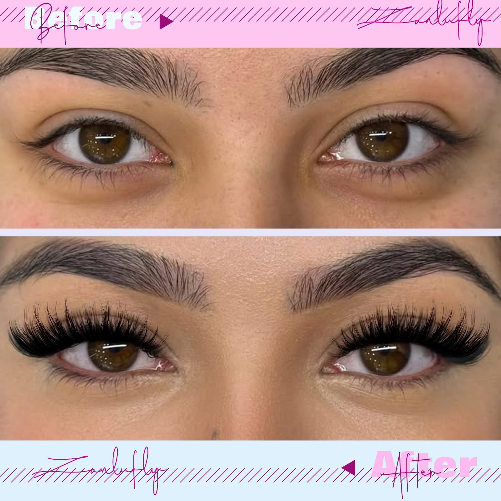ZANLUFLY wispy lash clusters D curl 18mm for dramatic outer corners