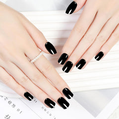 ZANVIA black gothic press-on nails short with chip-free finish for everyday wear