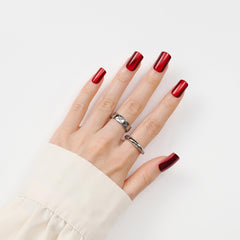 Lifestyle shot showing weekend wear with ZANVIA Burgundy Cat Eye nails