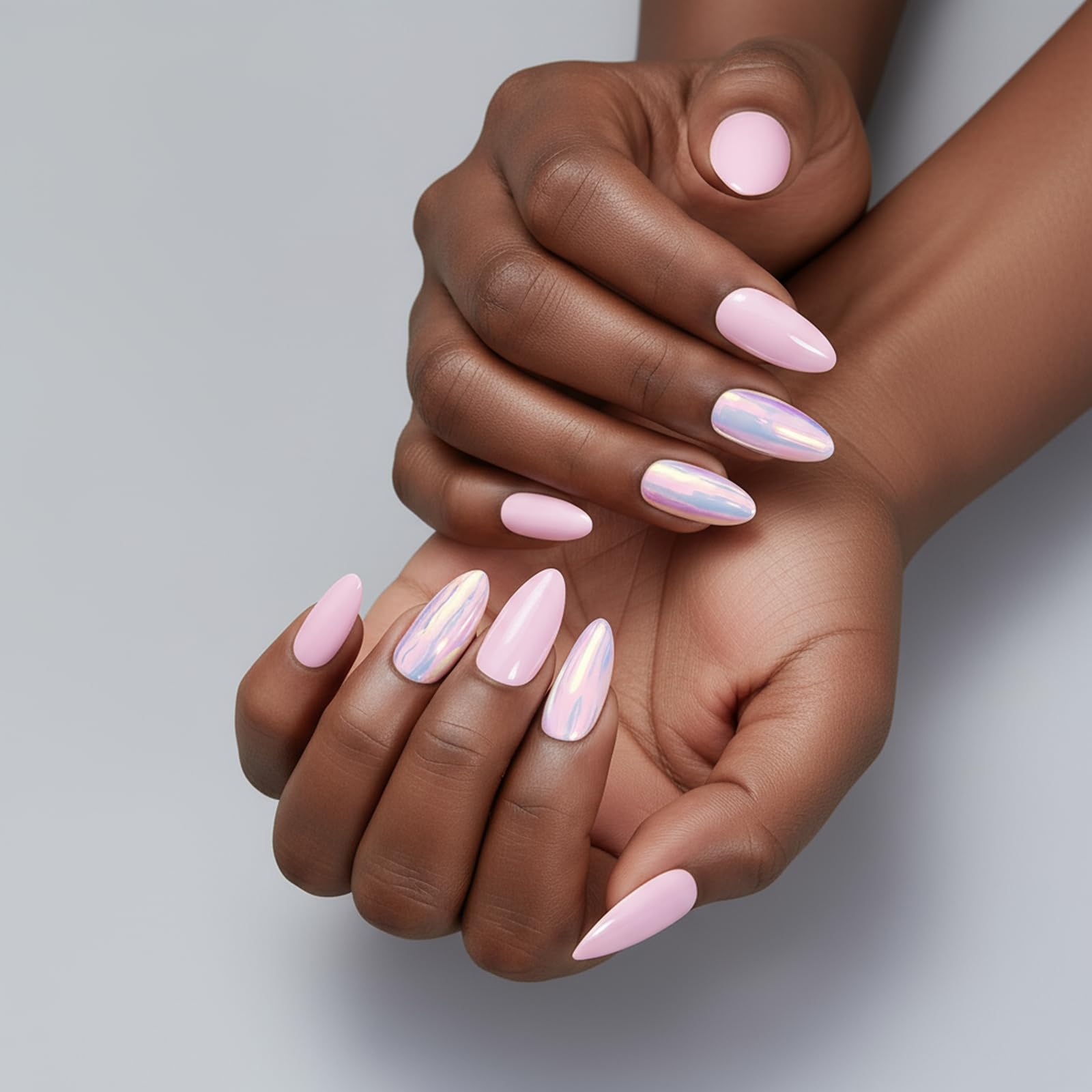 Seamless-fit ZANVIA almond nails on curved nail beds