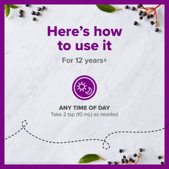 Daily-use immune support syrup bottle shown