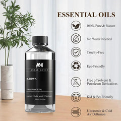 Zarwa diffuser oil packaging and bottle on display