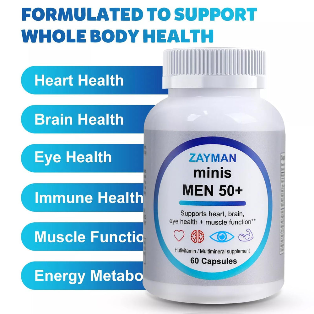 Supplement facts panel for ZAYMAN Minis Multivitamin for Men 50+