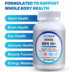 Supplement facts panel for ZAYMAN Minis Multivitamin for Men 50+