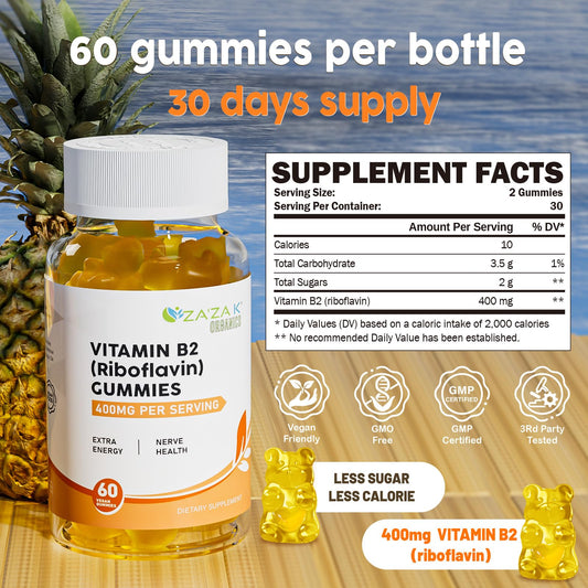 Pectin-based vegan Vitamin B2 gummies in a clear jar
