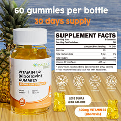 Pectin-based vegan Vitamin B2 gummies in a clear jar