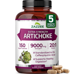 Zazzee Artichoke Extract bottle with 150 vegan capsules
