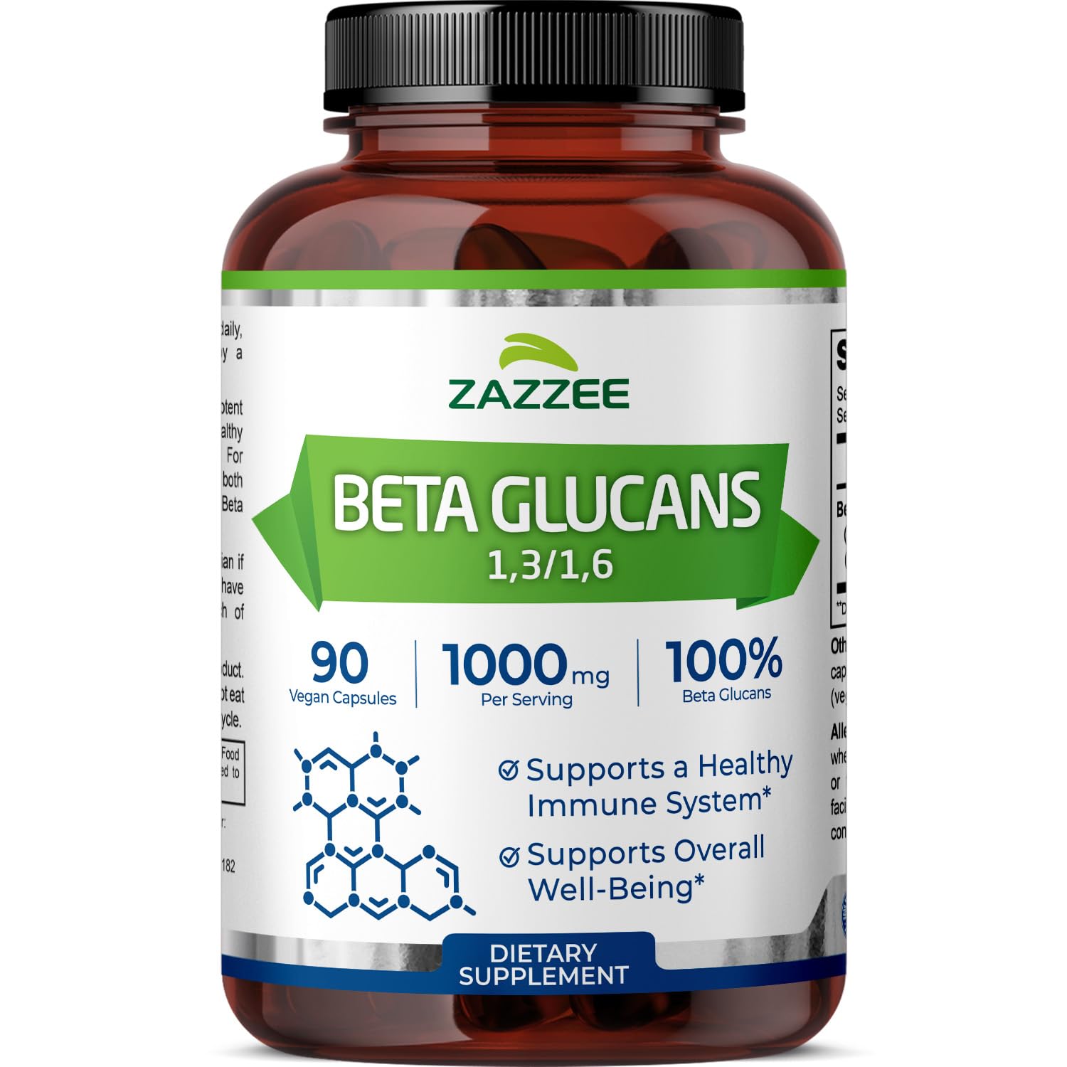Zazzee Beta Glucans 1000 mg bottle front view