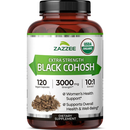 Zazzee Black Cohosh 3000 mg 10:1 extract bottle label
