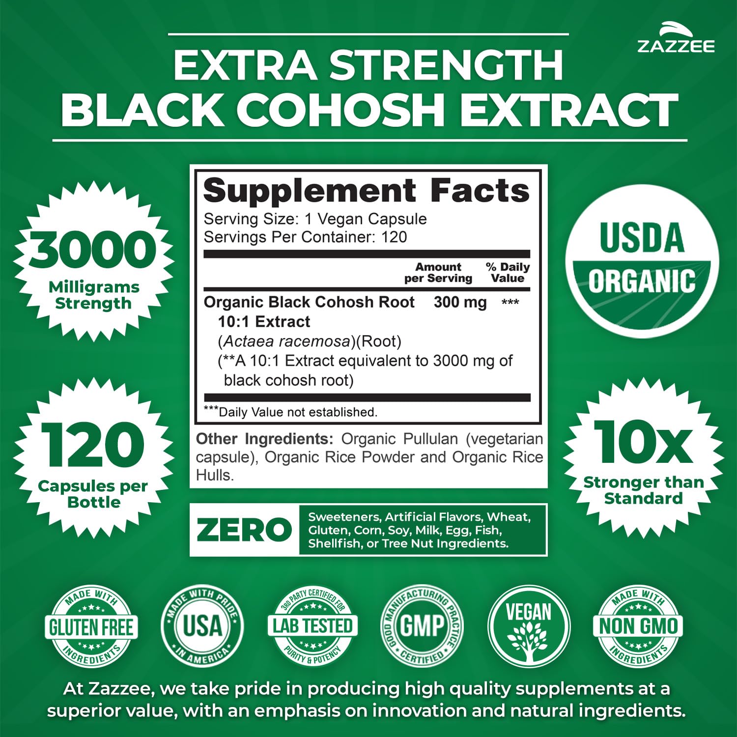 Bottle showing 120 vegan capsules and 4 month supply
