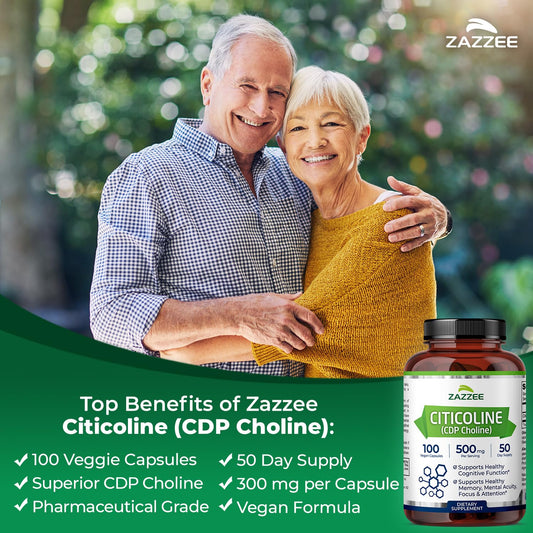 Bottle of Zazzee Citicoline 100 capsules