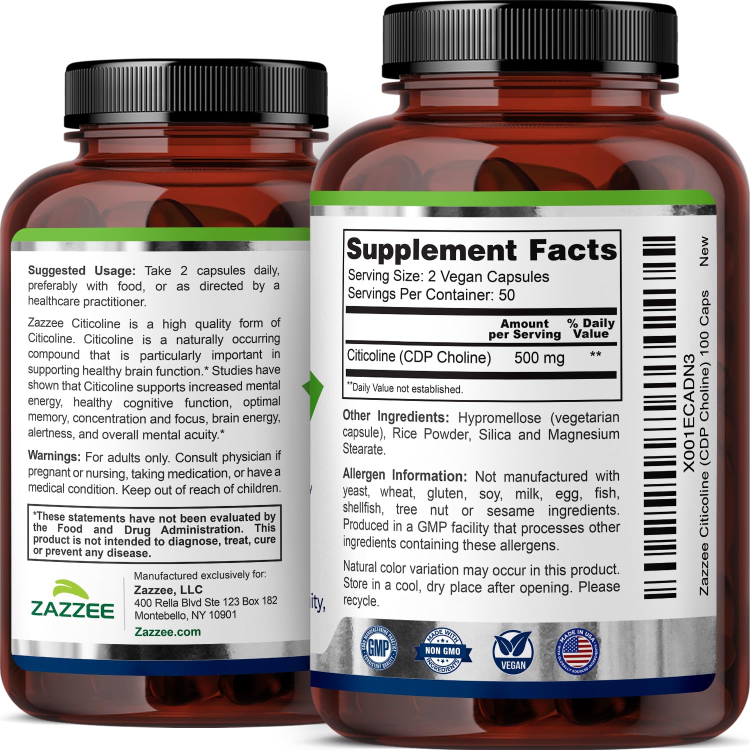 Non-GMO labeling on Zazzee Citicoline