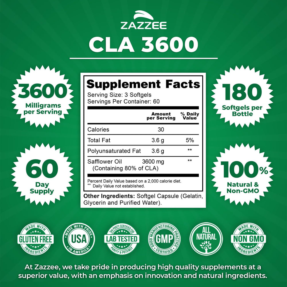 Zazzee CLA 3600 bottle – back label