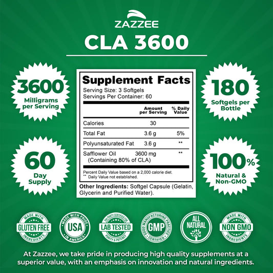 Zazzee CLA 3600 bottle – back label