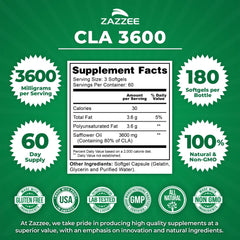 Zazzee CLA 3600 bottle – back label