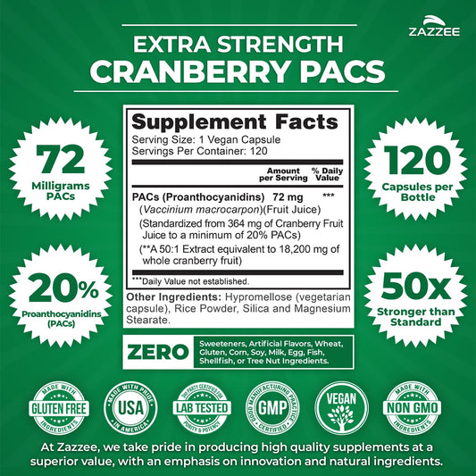 Cranberry PACs 4-month supply with 120 vegan capsules