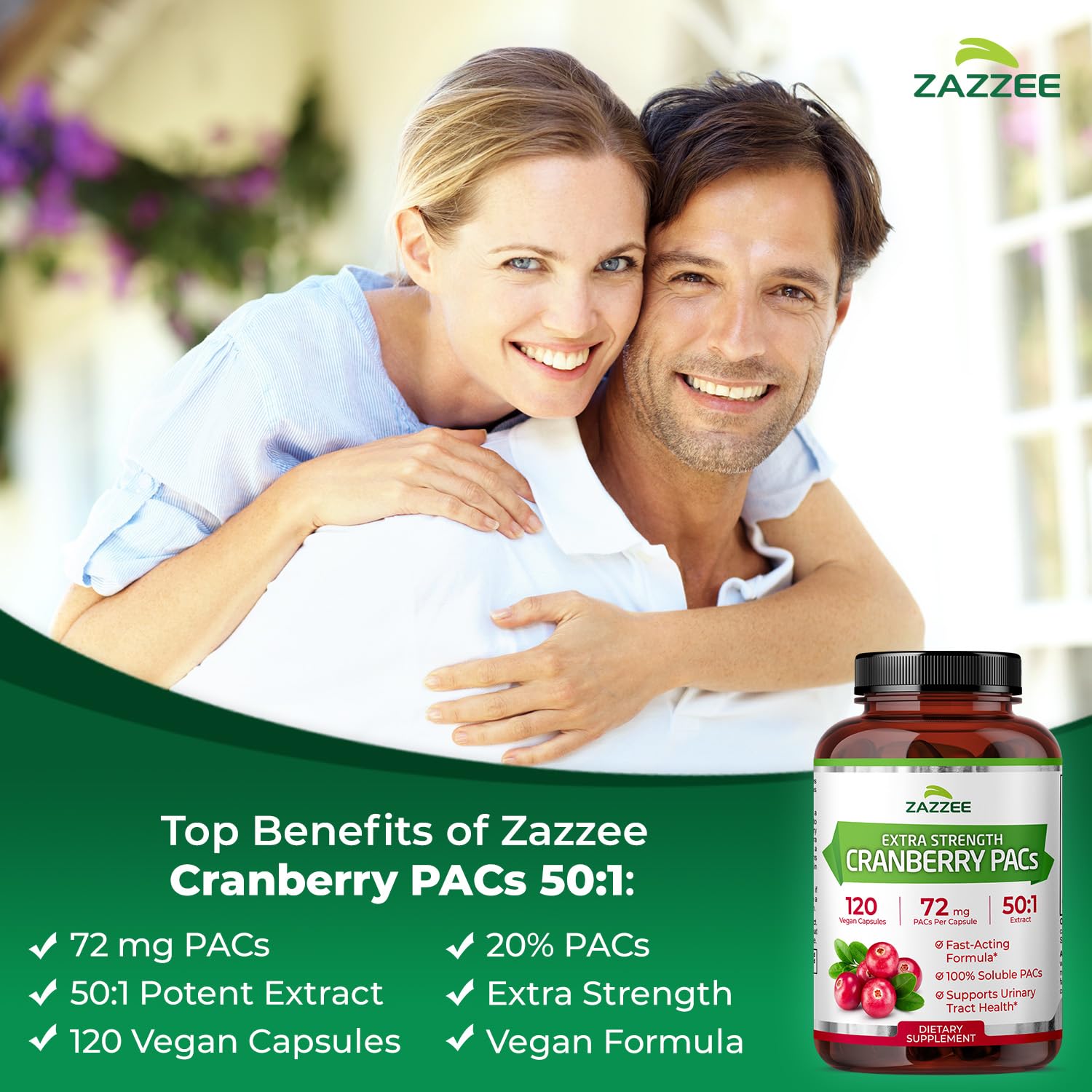 Close-up of cranberry PACs capsule with 72 mg PACs per capsule