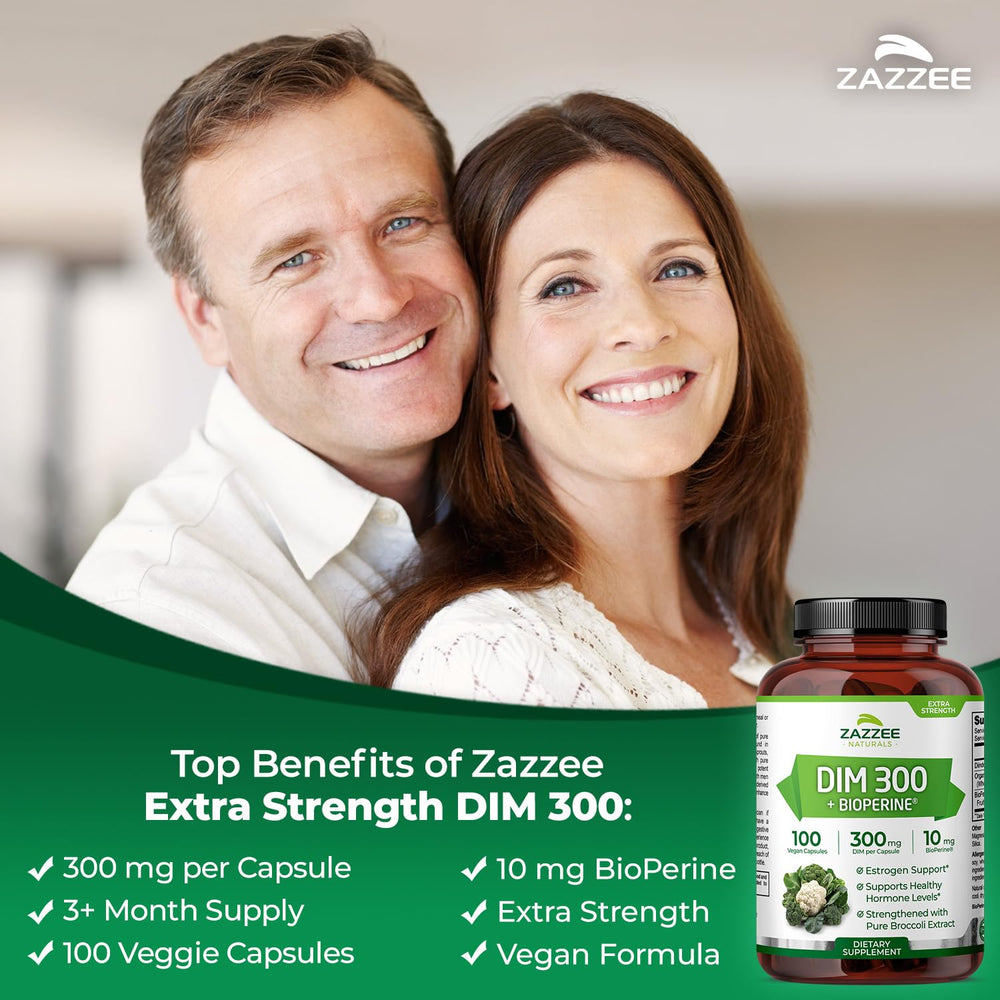 Zazzee DIM 300mg BioPerine contrast image illustrates enhanced absorption potential