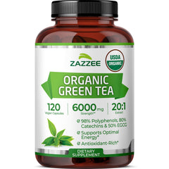 Bottle label of Zazzee USDA Organic Green Tea Extract