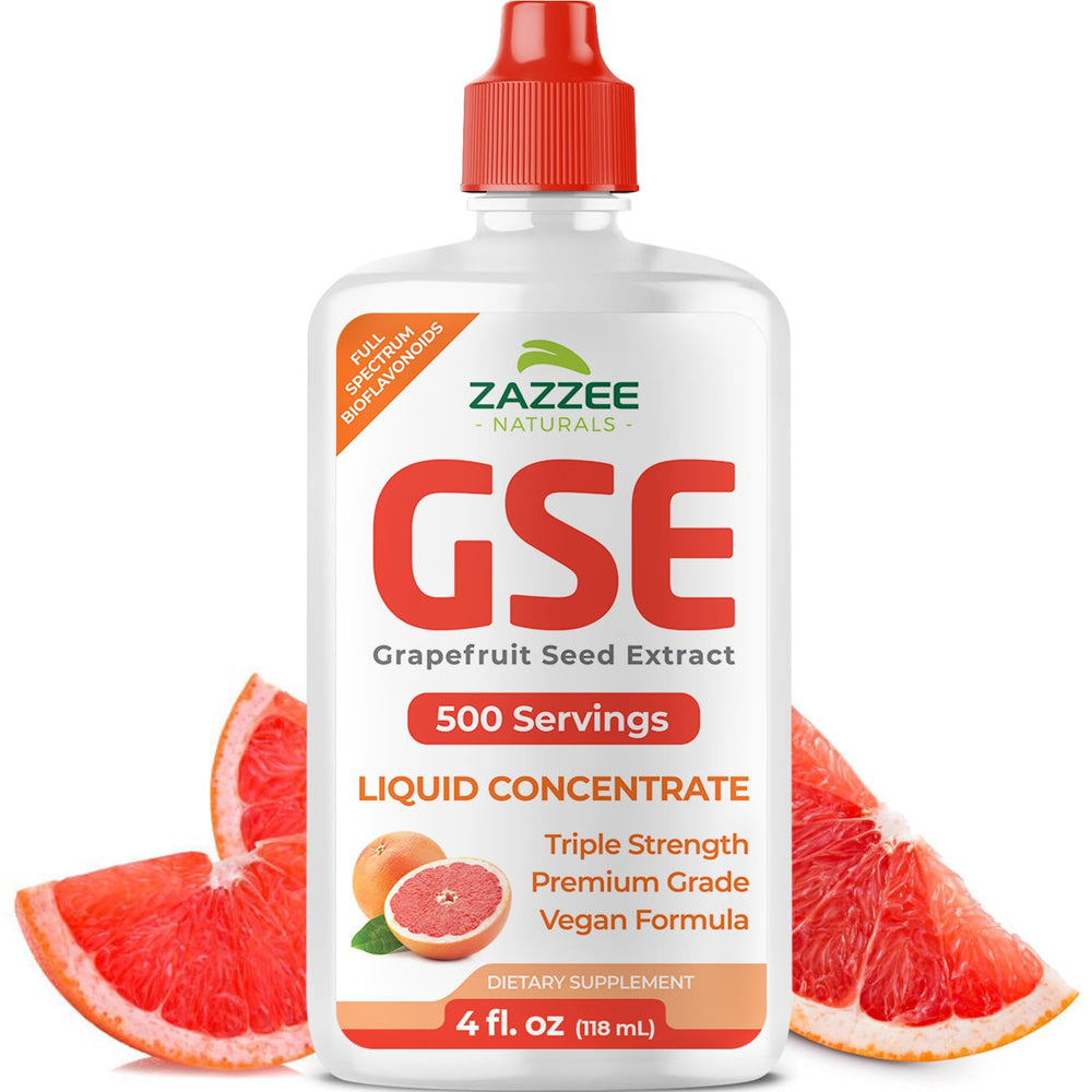 Bottle of Zazzee GSE 3X Triple Strength Grapefruit Seed Extract (4 oz)