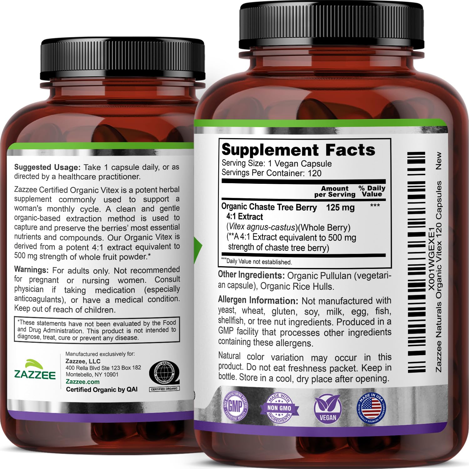 Kosher-certified organic vitex label signals purity and dietary compliance