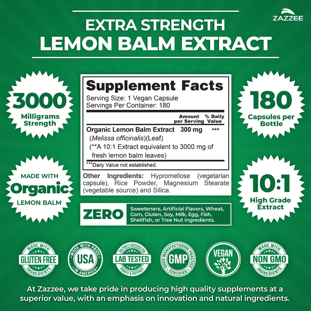 Close-up of Lemon Balm 10:1 extract capsule