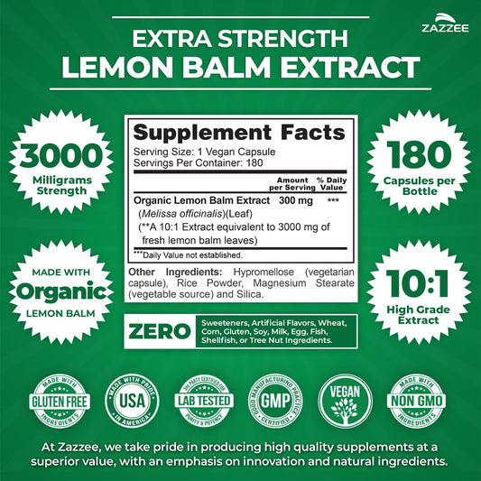 Close-up of Lemon Balm 10:1 extract capsule