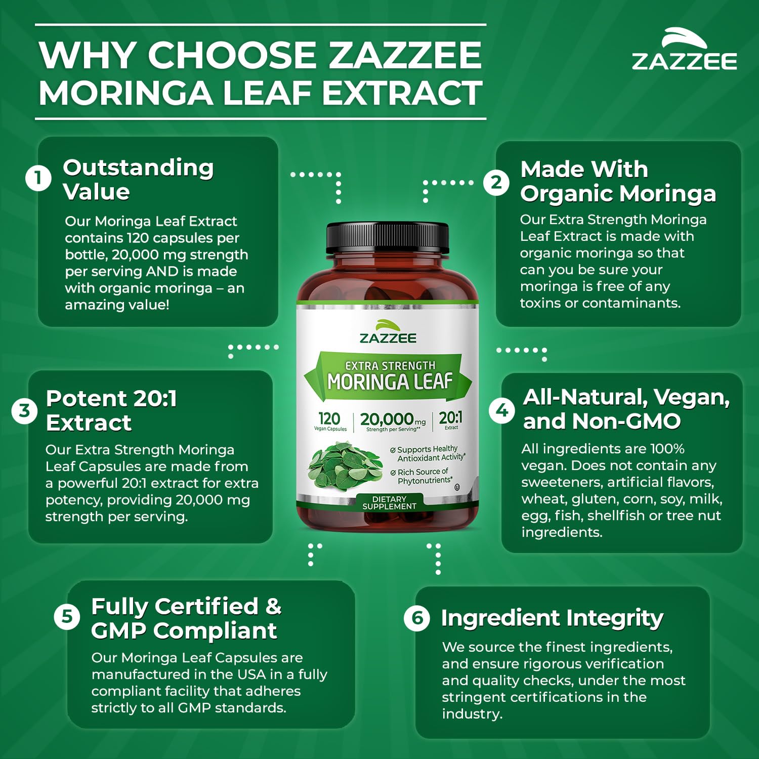 Vegan non-GMO moringa capsules