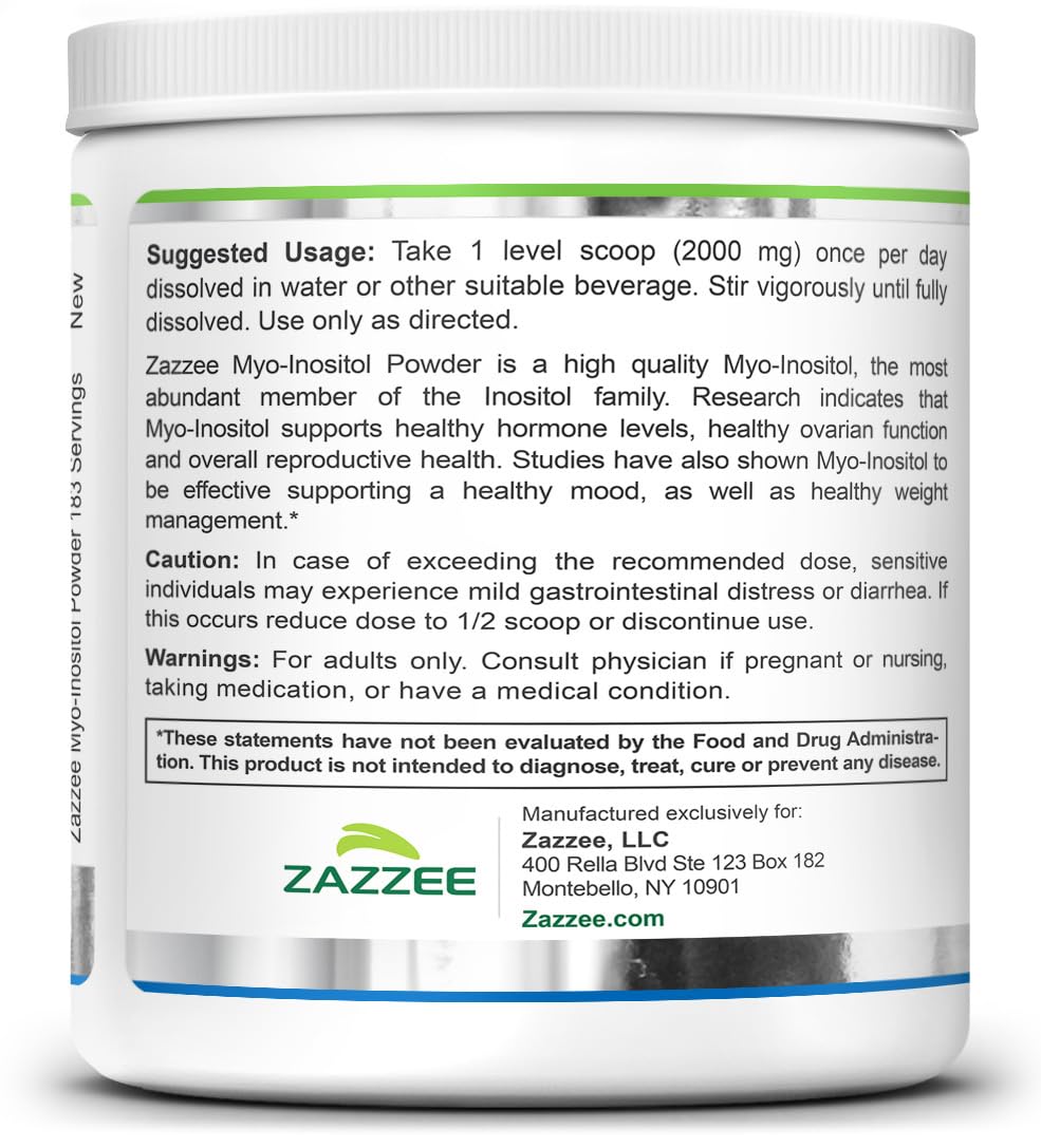Zazzee Myo-Inositol box and bottle together signaling a fertility-focused supplement