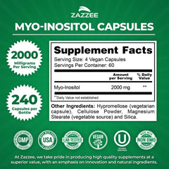Label showing 40:1 Myo-Inositol to D-Chiro Inositol ratio for fertility support.