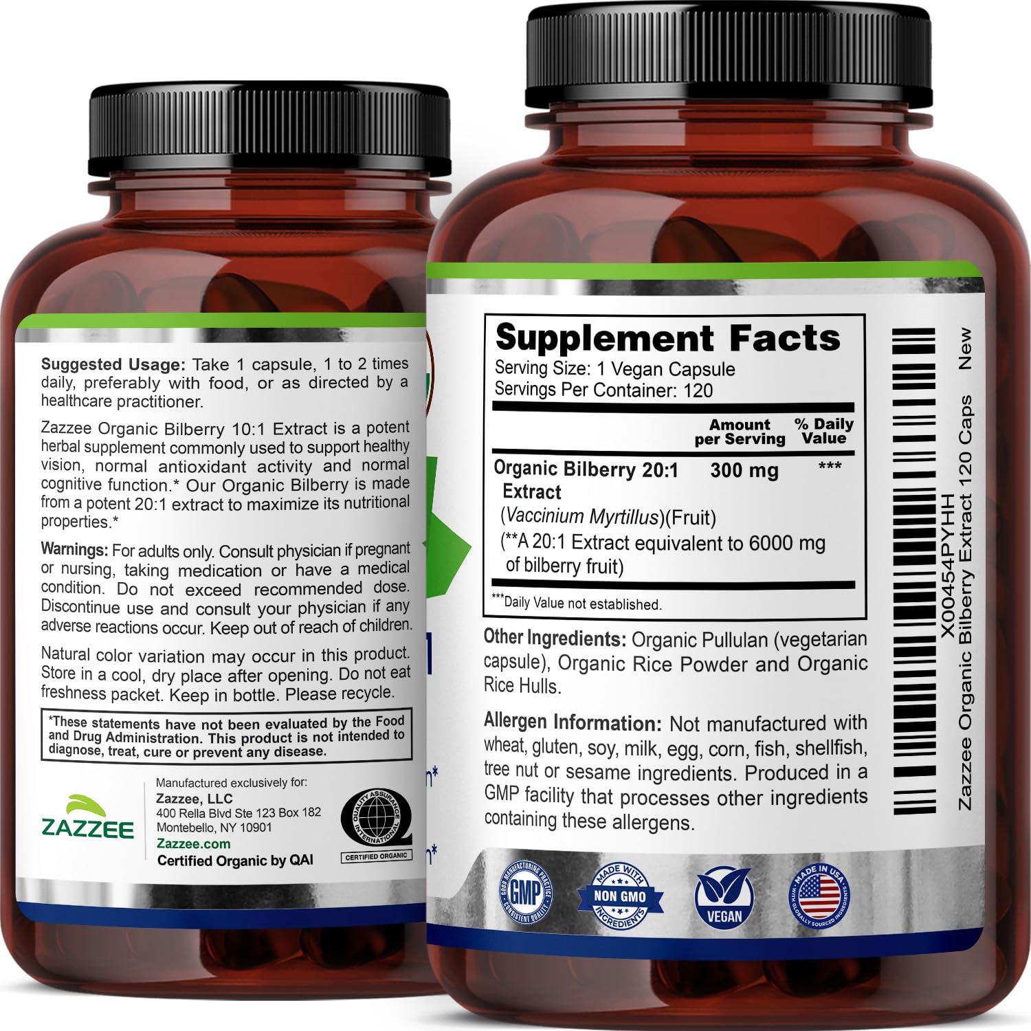 Close-up of certification and potency information on label