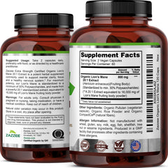 Non-GMO, organic Lion's Mane supplement from Zazzee Naturals