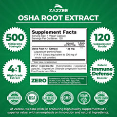 Packaging showing Zazzee OSHA Root 4:1 extract