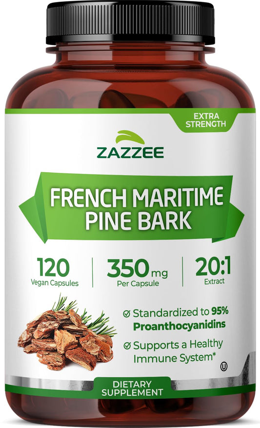 Front view of Zazzee Pine Bark bottle