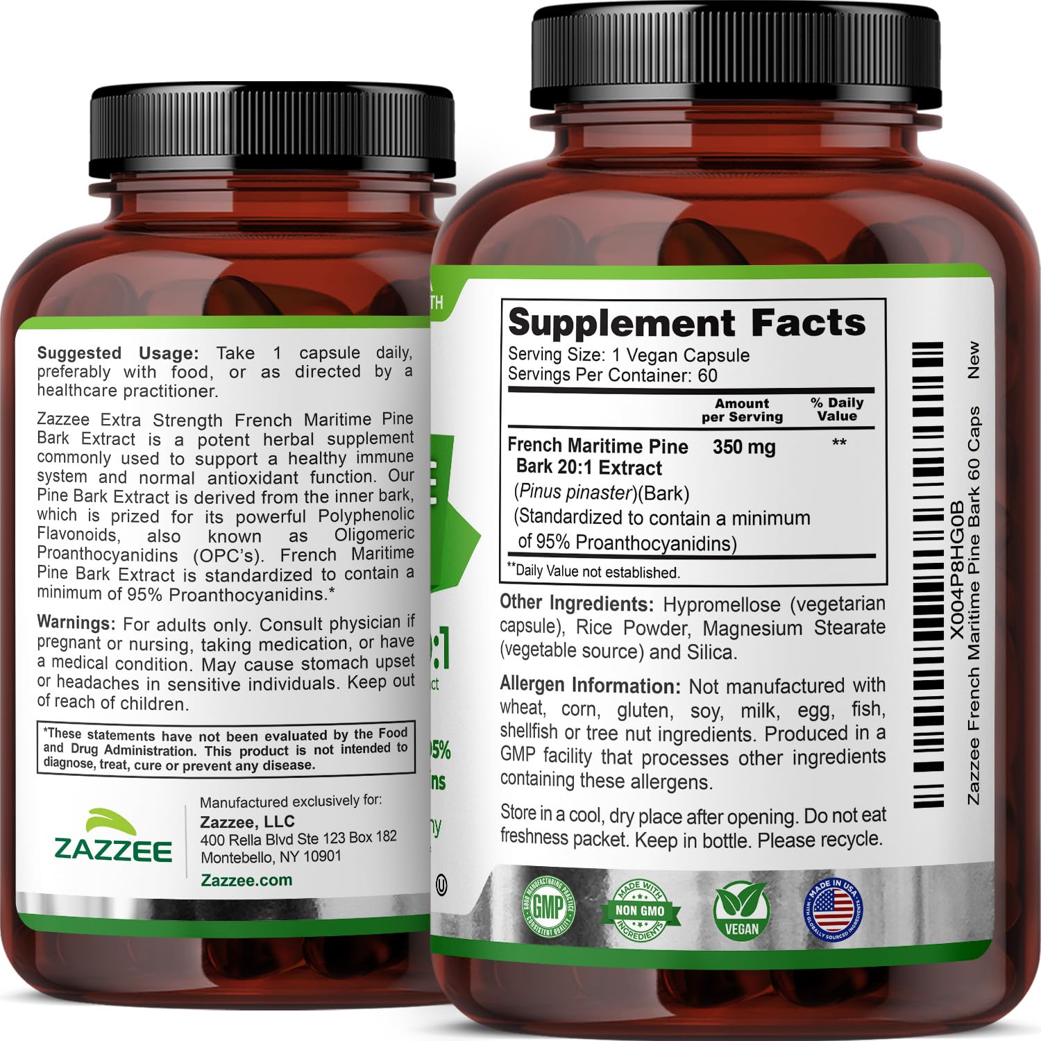 Non-GMO certification for Zazzee Pine Bark Extract