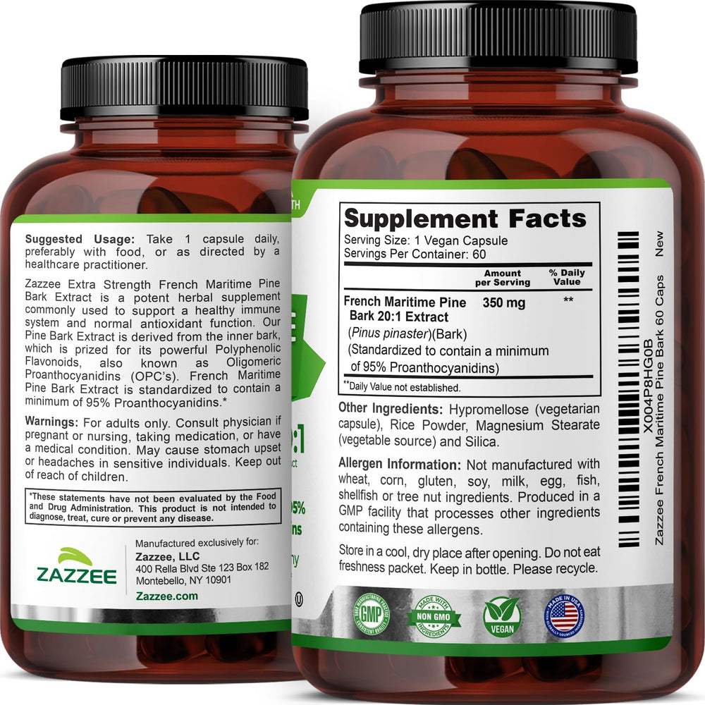 Non-GMO certification for Zazzee Pine Bark Extract