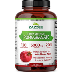 Front view of Zazzee Extra Strength Pomegranate 20:1 Extract bottle (5000 mg).