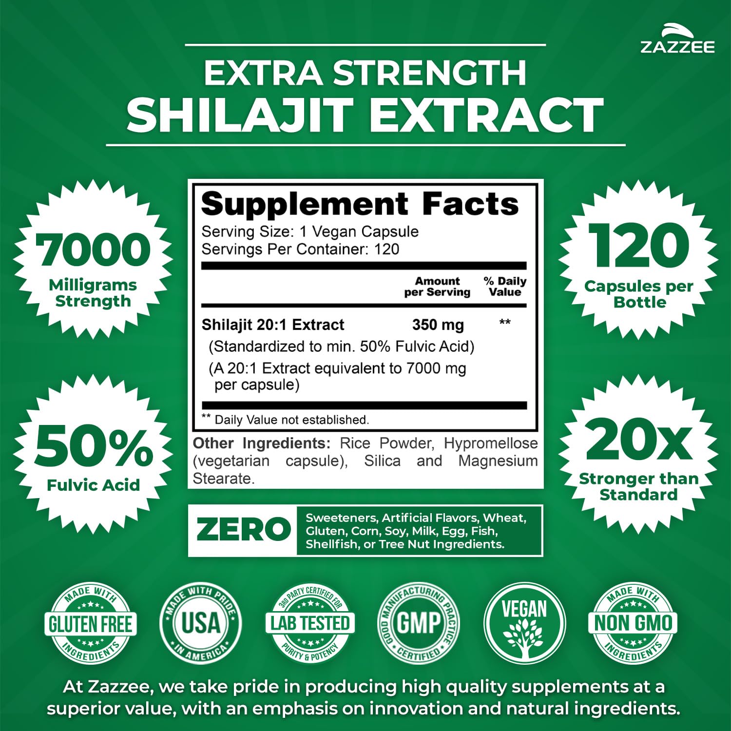 Close-up of Zazzee Shilajit bottle