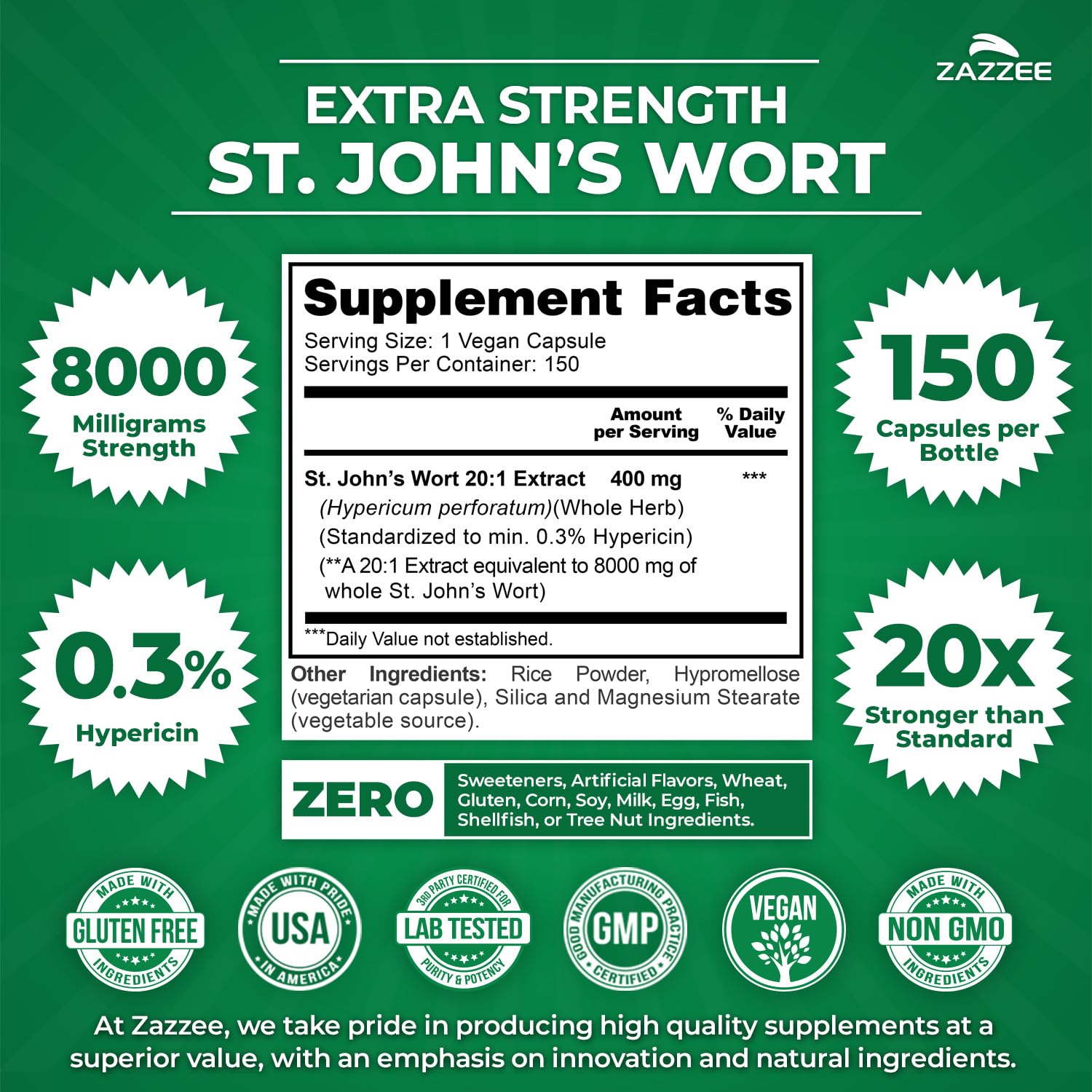 Close-up of the 8000 mg per capsule St. John’s Wort capsule