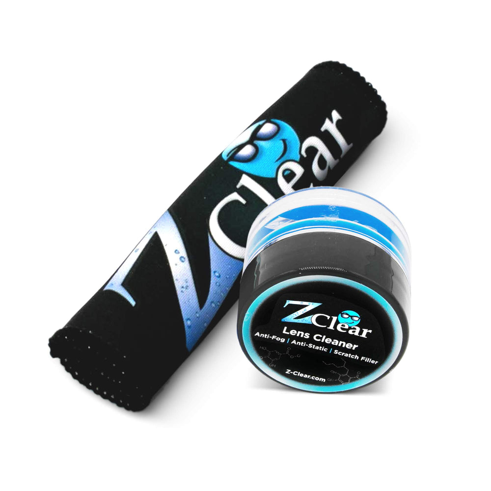 ZClear Lens Cleaning Paste with microfiber cloth and compact packaging