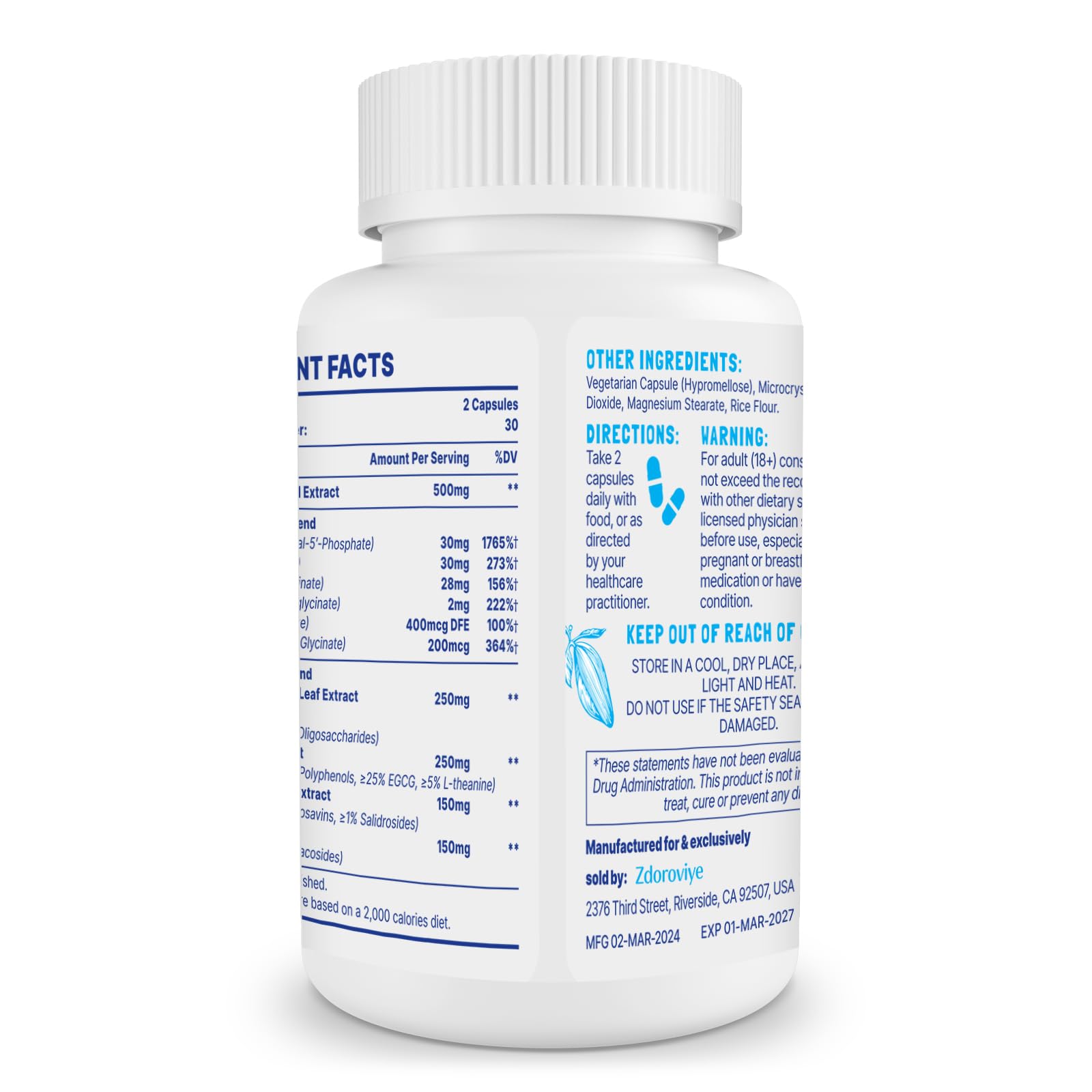 Close-up label showing 500mg Mucuna Pruriens extract 40% L-DOPA