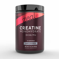 Zeal Micronized Creatine Monohydrate Powder Unflavored container – 72 servings