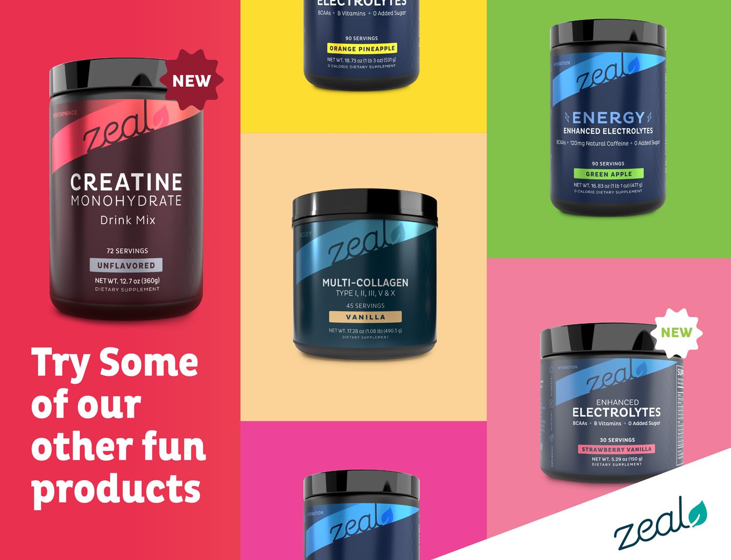 3rd-party lab tested label on Zeal Creatine