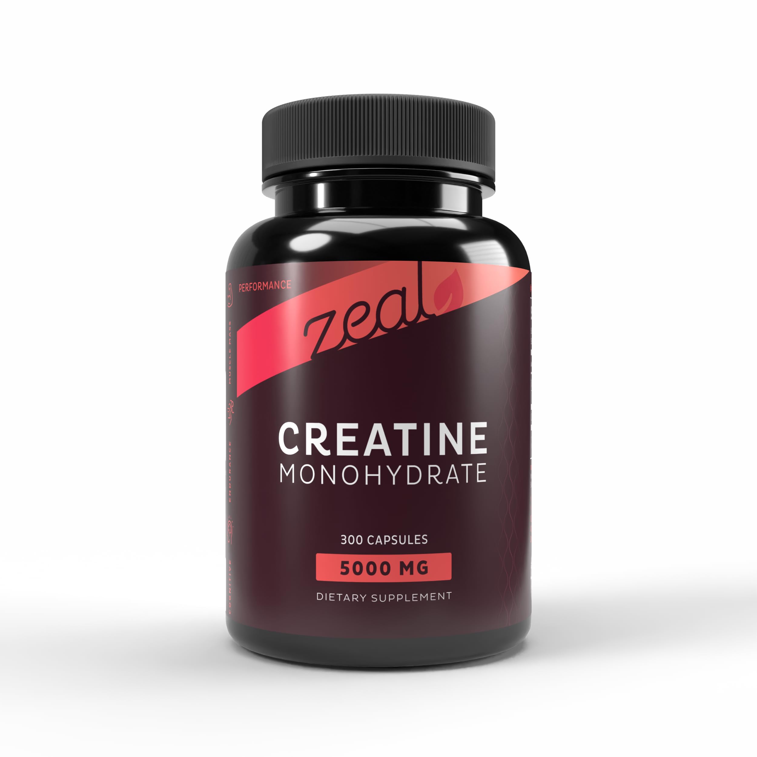 Front view of Zeal Creatine Monohydrate 300 capsules bottle (unflavored)
