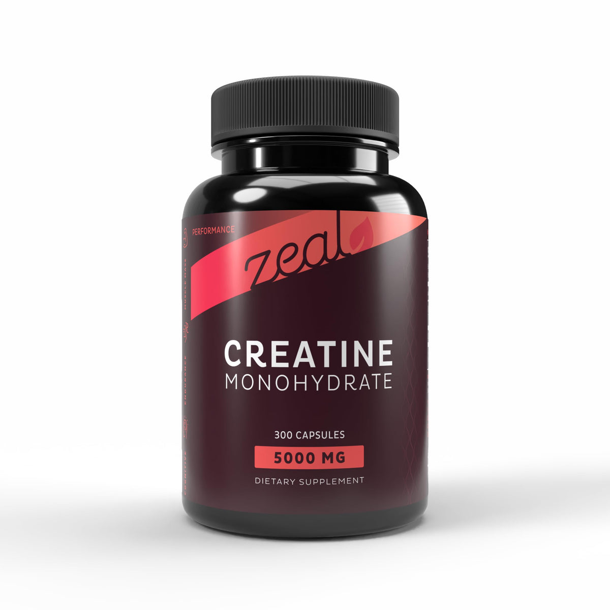 Front view of Zeal Creatine Monohydrate 300 capsules bottle (unflavored)