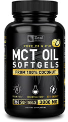 Zeal Naturals MCT capsules bottle front for on-the-go energy.