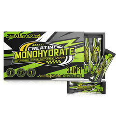 Zealtonic creatine stick pack showing 5000mg dose for on-the-go workouts
