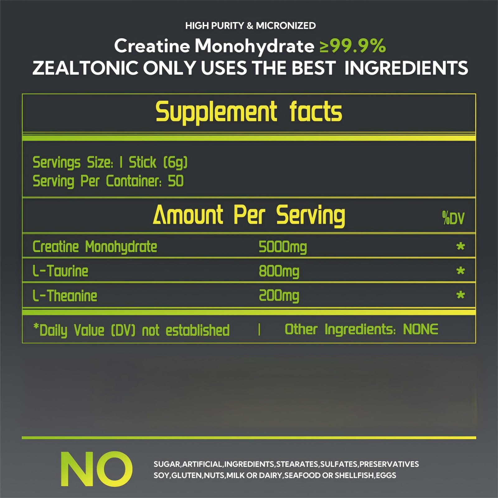 Zealtonic stick detail highlighting taurine for energy support