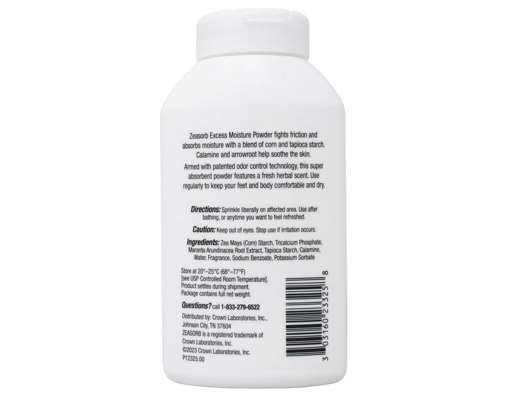 Zeasorb bottle emphasizes bacterial and fungal prevention with daily use.