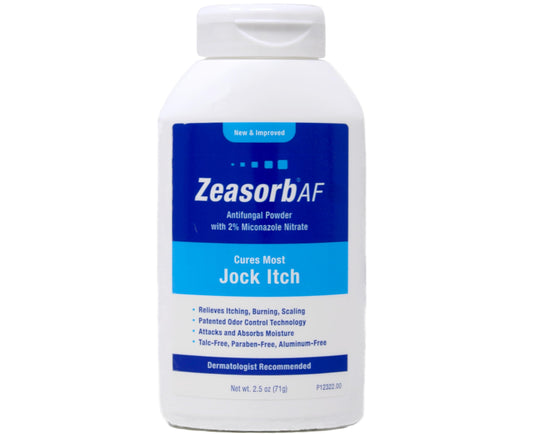 Zeasorb microfine powder texture helps absorb moisture on affected areas.